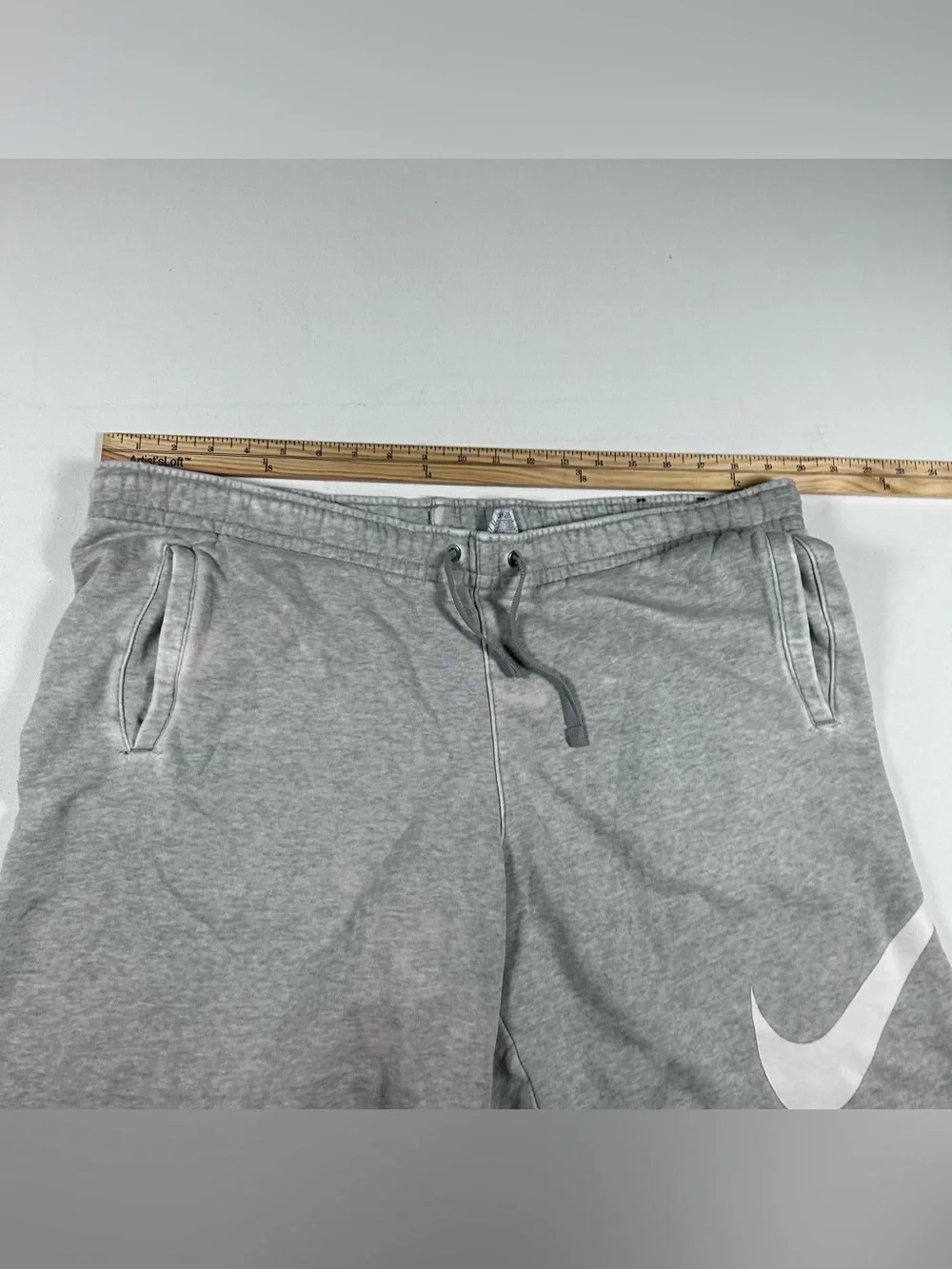 Vintage Nike Sweat Shorts Mens Large 40 Waist Gray Distressed Bleached Grunge